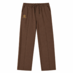 Hawears Men's Brown Straight Leg Drawstring Trousers